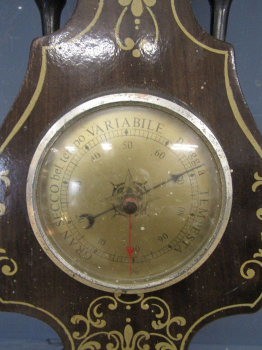 Wooden barometer with clock - Image 3 of 4