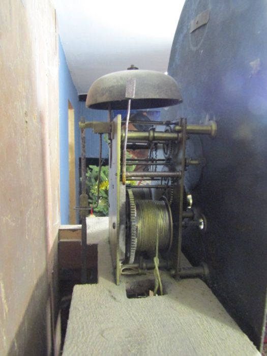 Oak 19th century long case clock marked Giscard, Downham (glass is cracked and no front door key - Image 4 of 5