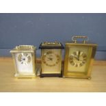 3 carriage clocks battery operated