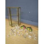 Small glass animals to include Swarovski and display case