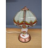 Ceramic table lamp with glass shade