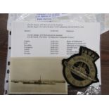 Submarine old comrades association with research of recipient with badge and postcard