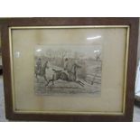 Cuthbert Bradley Pen and ink drawing of a hunt titled 'away by Ingoldsby mill' dated 1903 43x34cm