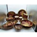 20 pieces of Carlton Ware Rouge Royale New Mikado pattern including plates, bowls, vases, jugs,