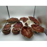 Carlton Ware Rouge Royale leaf design with gilt decoration comprising bowls, toast rack, plates,