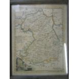 Framed Cambridgeshire map23x29cm