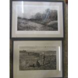 2 Vintage Pheasant shooting plates Archibald Thorburn and Douglas Adams  78x60cm 84x62cm framed