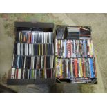 A box of DVD's and a box of CD's