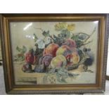H. Brufton watercolour fruit still life dated nov191055x43cm in gilt frame