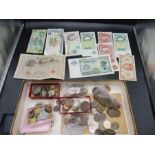 Paper money and mixed coinage plus a few badges