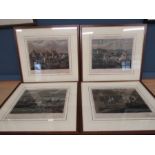 Antique prints '1st Steeple Chase' plates 1-4 drawn by H. Alken, published 1839 by Ben Brooks at