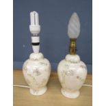 Pair of ceramic table lamps hand painted by local artist E. England