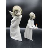 Lladro 'Girl with candle' 4868 and 'Curious Angel' 4960