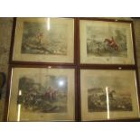 set 4 F.C Turner vintage plates 'The Fox Chase' published 1857 Ackermann & co, engraved by Cha.s