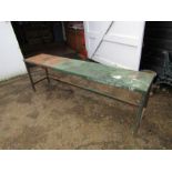 Large industrial steelwork bench H72cm L222cm D46cm approx