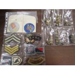 Military material badges and various buttons