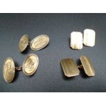 2 pairs of 9ct gold hallmarked (Birmingham 1981 and 1987) Cufflinks 7.91g total weight