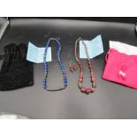 Lapis Lazuli & Indian silver necklace and Samburu beads and earrings set