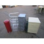 Brabantia bin, electric towel rail and plastic storage drawers etc