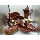 Carlton Ware Rouge Royal including vases, dishes, bowls etc featuring painted and gilded floral