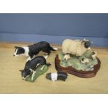 Border Fine Arts Ewe and lambs and Aynsley dog etc