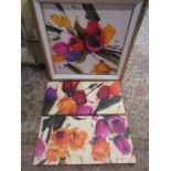 3 floral canvas prints