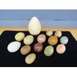 Collection of marble and stone eggs