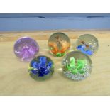 5 Glass paperweights