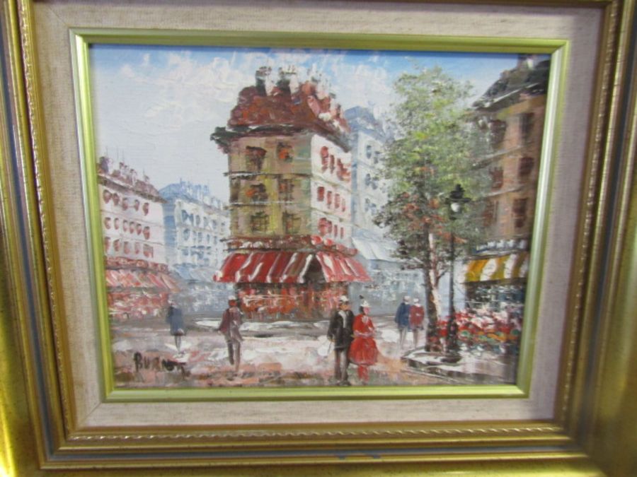 5 Parisian oil on canvas signed Burney in matching gilt frames 39x34cm - Image 3 of 6