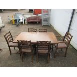 Oak extending dining table and 6 chairs