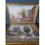2 Parisian oil on canvas signed Burney in gilt frames 105x77cm