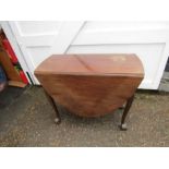 Mahogany drop leaf table with ball and claw feet H76cm W99cm D48cm(when closed) approx