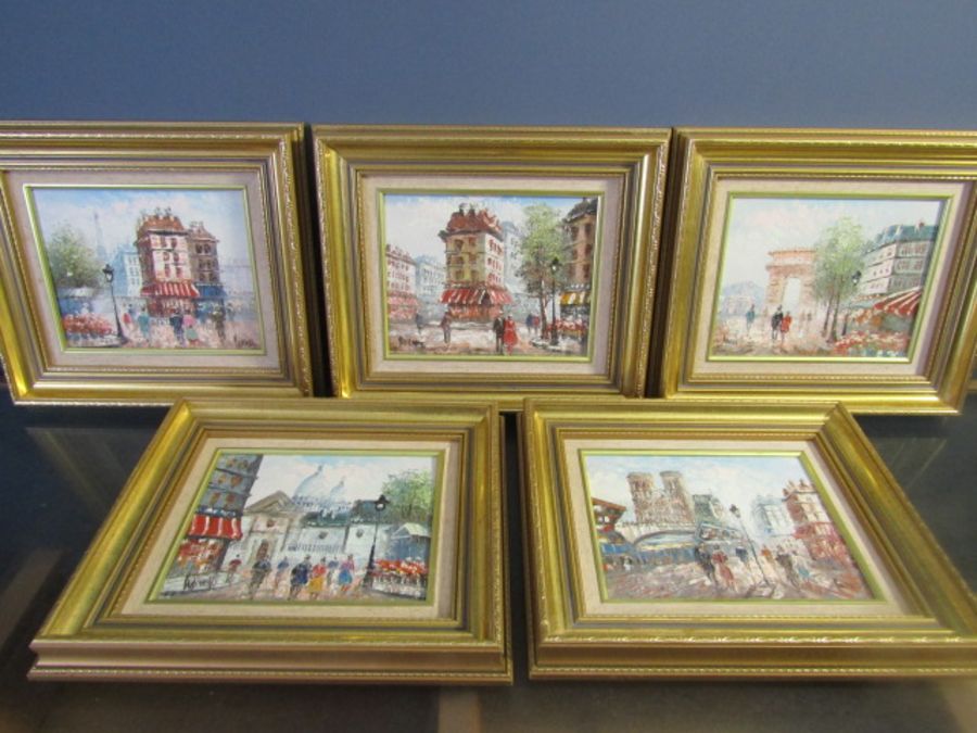 5 Parisian oil on canvas signed Burney in matching gilt frames 39x34cm