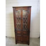 Oak Old Charm style corner display cabinet H167cm W69cm D36cm approx