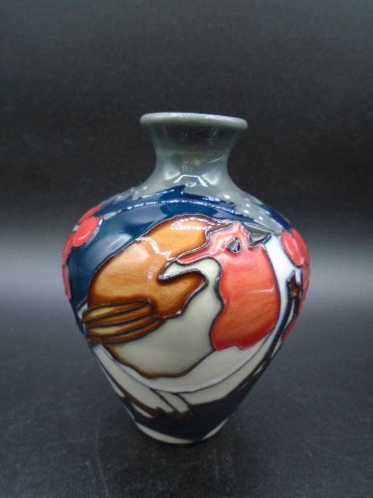 Moorcroft Brave Sir Robin small vase shape 03/4 designed by Vicky Lovatt, impressed and painted