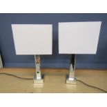 Pair of table lamps with mirrored bases