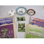 Royal ephemera QEII at Sandringham postcards, commemorative papers, 3 plates and Diana stamps