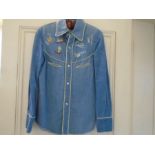 1970'S vintage denim shirt/jacket by Marshall lester with embroidered american state names