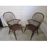Pair of Windsor back carver chairs