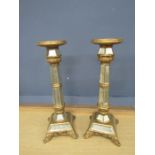 Pair of ornate mirrored candle sticks H43cm approx