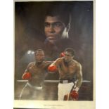 After Robin Elvin A framed & glazed limited boxing print of 'The Thriller in Manilla"' by Robin