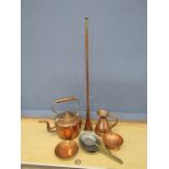 Copper kettle, pan set and hunting horn etc