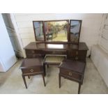 Stag dressing table with stool and bedside cabinets