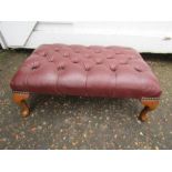 Buttoned leather footstool H25cm W60cm D40cm approx