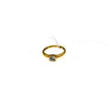 18ct gold solitaire with large 6mm claw set cubic zirconia size S (total weight 2.70g)
