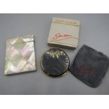 Mother of pearl card case and Strattons compact in original box