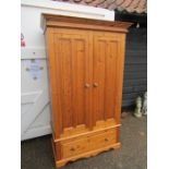 Pine wardrobe and headboard H195cm W116cm D62cm approx