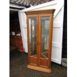 Oak corner display cabinet with glass shelves H200cm W93cm D50cm approx