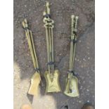 3 sets brass fire irons