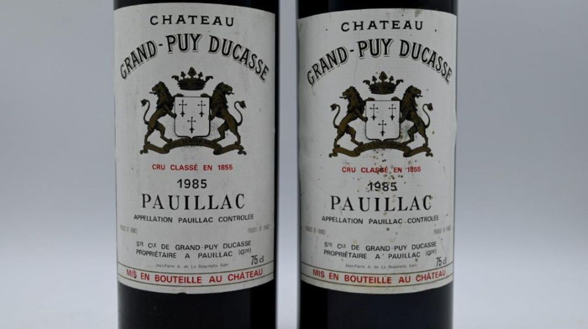 1985 Chateau Grand-Puy Ducasse Pauillac 75cl x2 (Level of the bottles are  Base Neck and Top